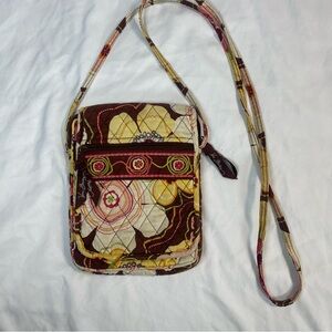 Vera Bradley Mini Hipster Crossbody Bag Buttercup Small Purse Brown Floral